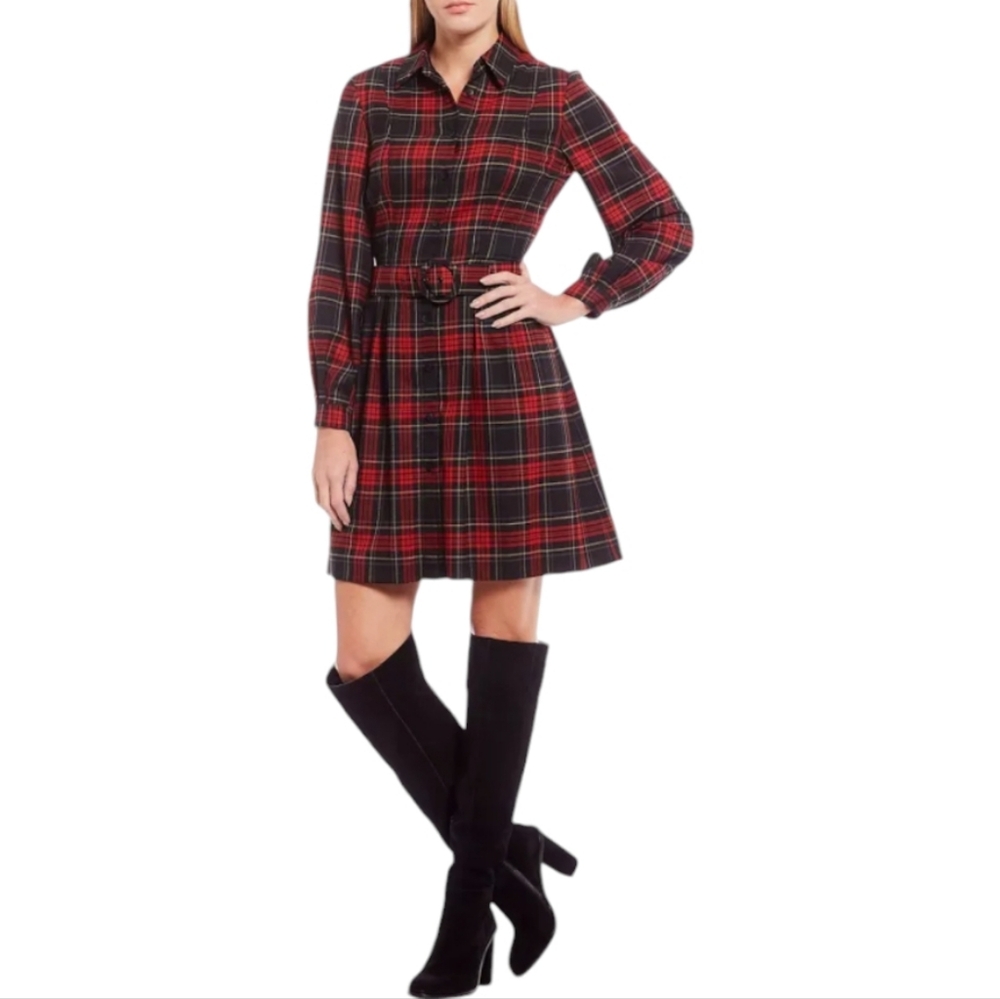 Daniel Cremieux Black and Red Holiday Tartan Button-Down Long Sleeve Pla…